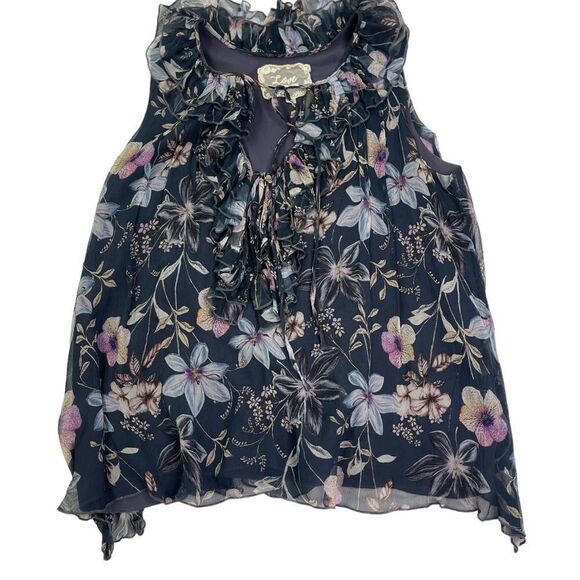 Johnny Was Silk Travis Ruffle Sleeveless Floral Blouse - Picture 4 of 8